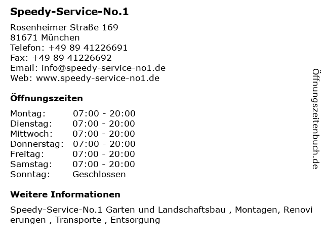 Speedy-Service-No.1 in München: Adresse und Öffnungszeiten