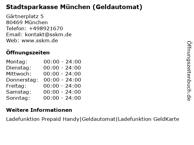 Stadtsparkasse München (Geldautomat) in München: Adresse und Öffnungszeiten