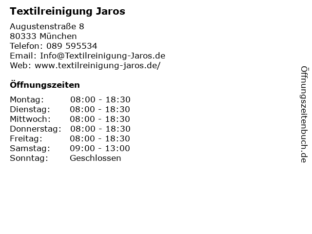 Textilreinigung Jaros in München: Adresse und Öffnungszeiten