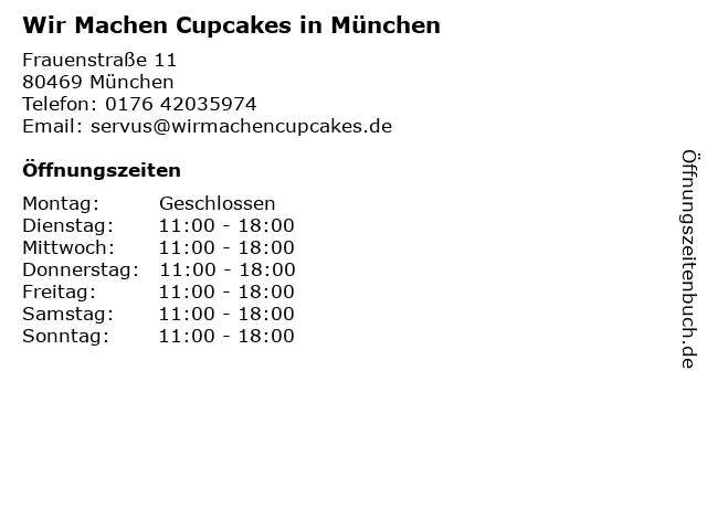 Wir Machen Cupcakes in München in München: Adresse und Öffnungszeiten