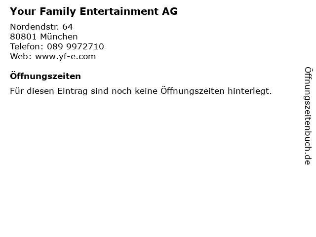 Your Family Entertainment AG in München: Adresse und Öffnungszeiten