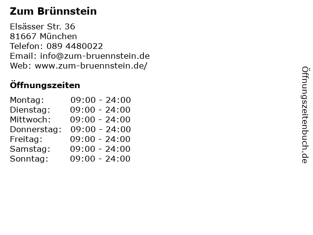 Zum Brünnstein in München: Adresse und Öffnungszeiten