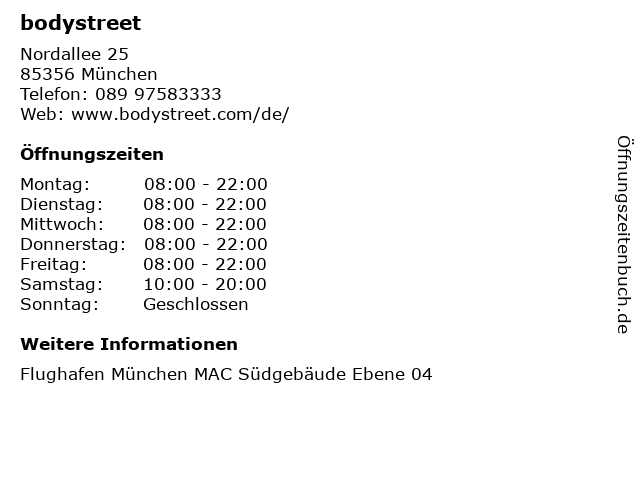 bodystreet in München: Adresse und Öffnungszeiten