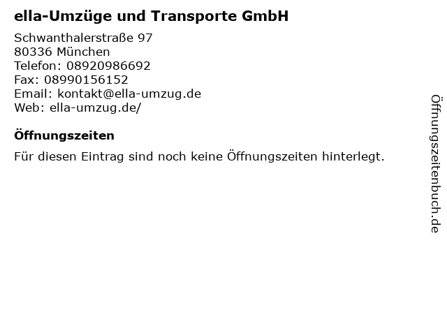 ella-Umzüge und Transporte GmbH in München: Adresse und Öffnungszeiten