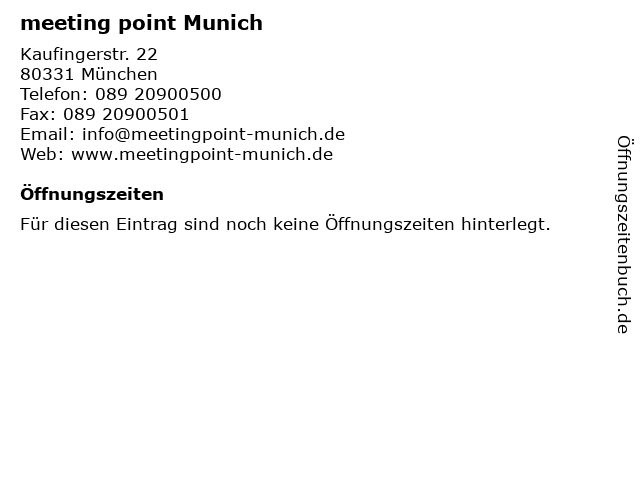 meeting point Munich in München: Adresse und Öffnungszeiten