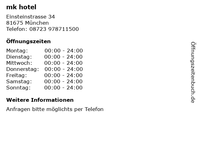 mk hotel in München: Adresse und Öffnungszeiten