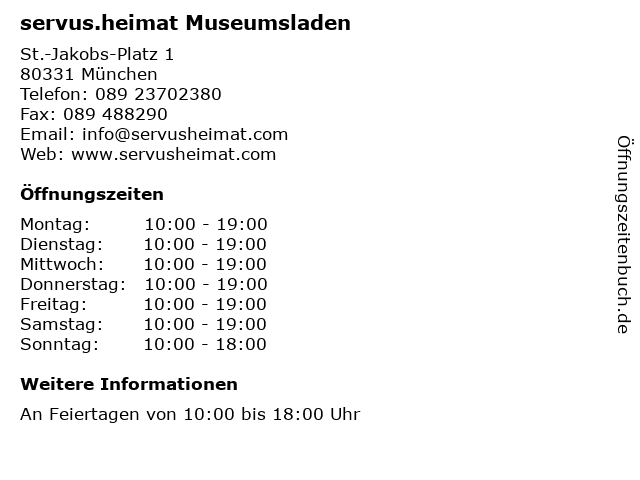 servus.heimat Museumsladen in München: Adresse und Öffnungszeiten
