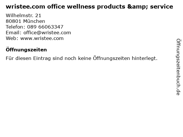 wristee.com office wellness products & service in München: Adresse und Öffnungszeiten