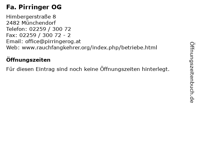 Fa. Pirringer OG in Münchendorf: Adresse und Öffnungszeiten
