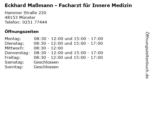 Eckhard Maßmann - Facharzt für Innere Medizin in Münster: Adresse und Öffnungszeiten