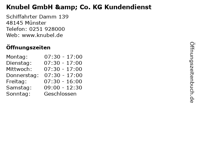 Knubel GmbH & Co. KG Kundendienst in Münster: Adresse und Öffnungszeiten