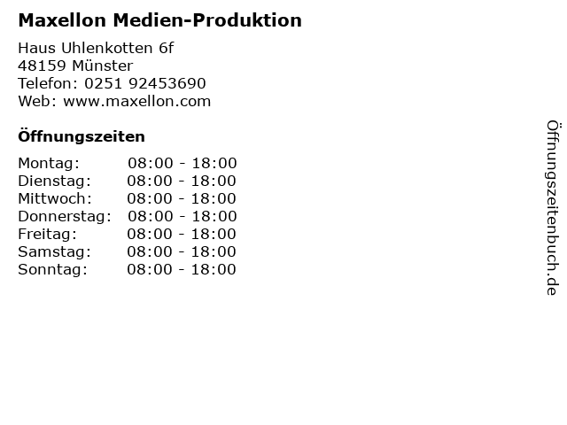 ᐅ Offnungszeiten Maxellon Medien Produktion Haus Uhlenkotten