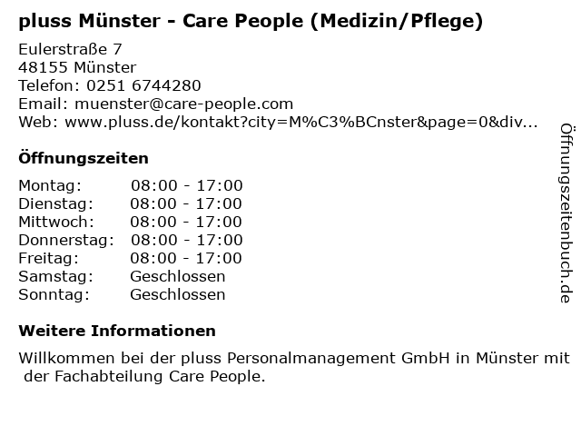 pluss Münster - Care People (Medizin/Pflege) in Münster: Adresse und Öffnungszeiten