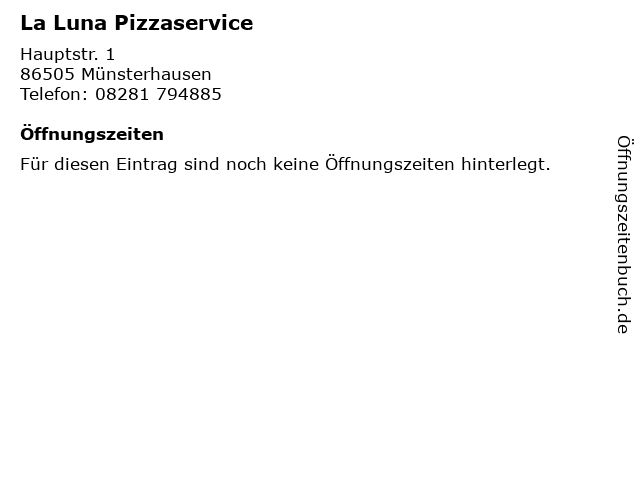 La Luna Pizzaservice in Münsterhausen: Adresse und Öffnungszeiten