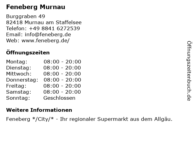 Feneberg Murnau in Murnau am Staffelsee: Adresse und Öffnungszeiten