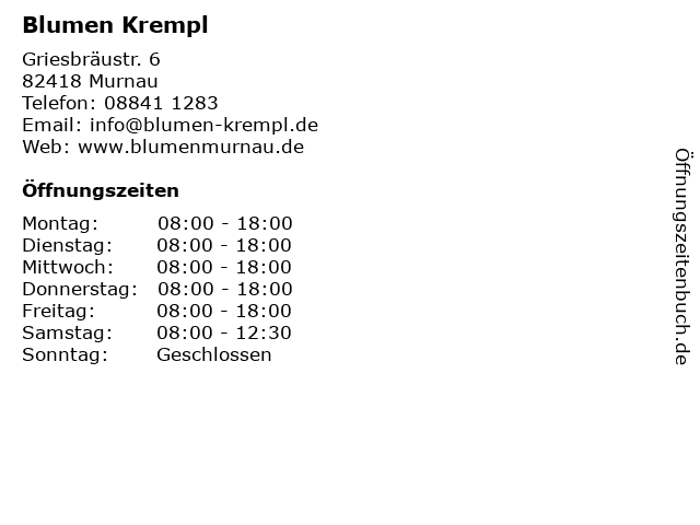 Blumen Krempl in Murnau: Adresse und Öffnungszeiten