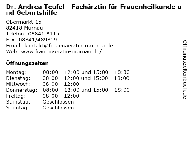Dr. Andrea Teufel in Murnau: Adresse und Öffnungszeiten