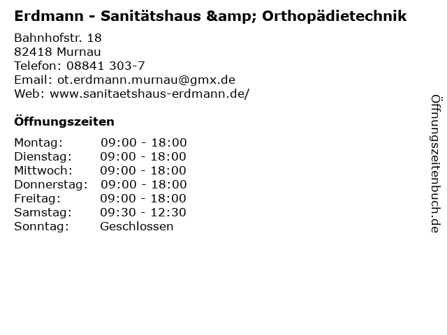 Erdmann - Sanitätshaus & Orthopädietechnik in Murnau: Adresse und Öffnungszeiten
