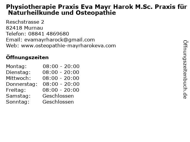 Eva Mayr Harock Praxis für Naturheilkunde und Osteopathie in Murnau: Adresse und Öffnungszeiten