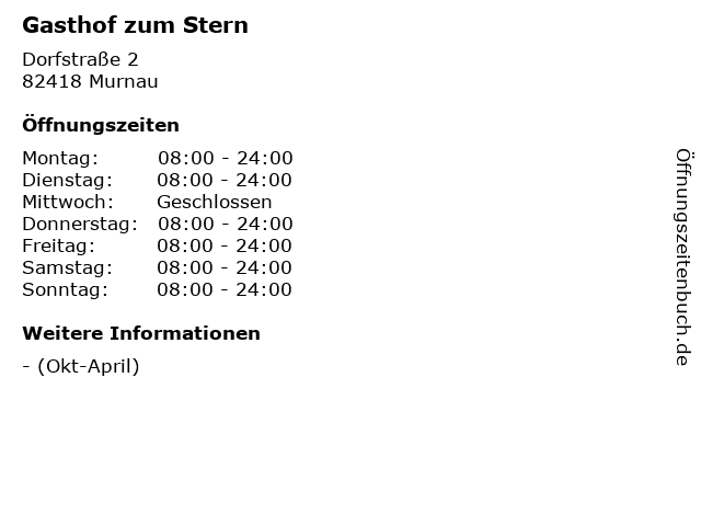 Gasthof zum Stern in Murnau: Adresse und Öffnungszeiten