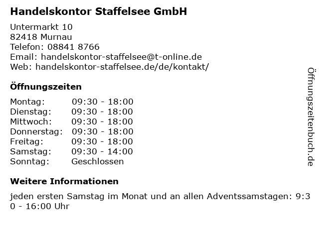 Handelskontor Staffelsee GmbH in Murnau: Adresse und Öffnungszeiten