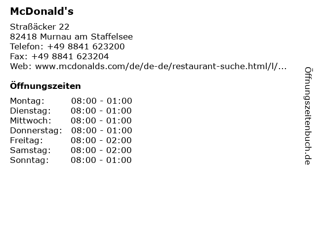 ᐅ Offnungszeiten Mcdonald S Strassacker 22 In Murnau