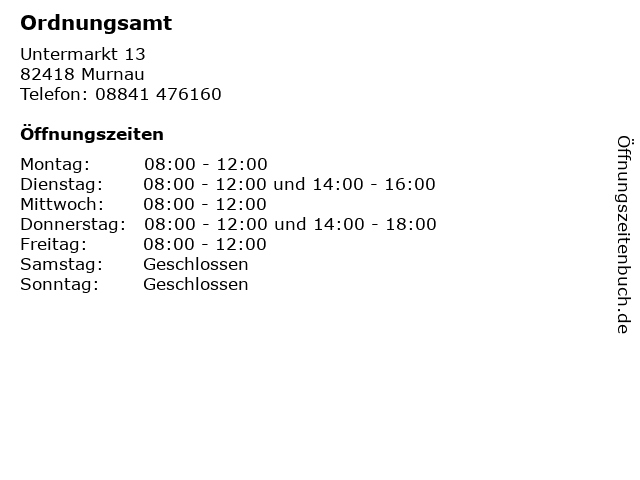 Ordnungsamt in Murnau: Adresse und Öffnungszeiten