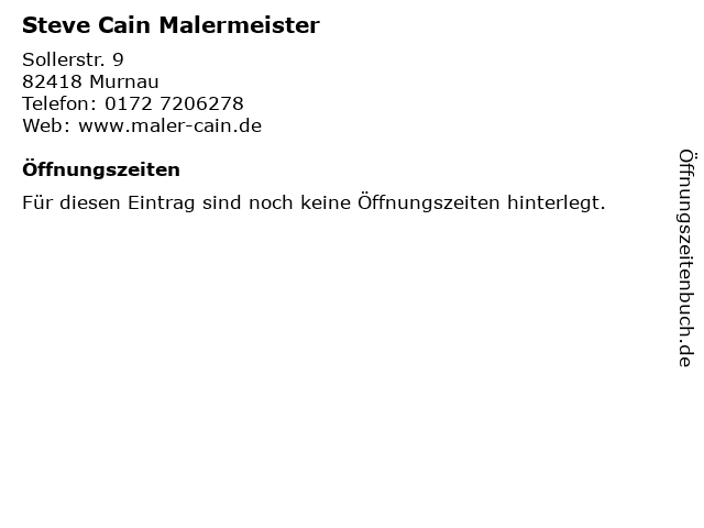 Steve Cain Malermeister in Murnau: Adresse und Öffnungszeiten