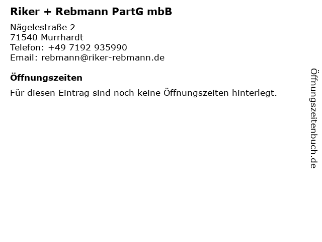 Riker + Rebmann PartG mbB in Murrhardt: Adresse und Öffnungszeiten