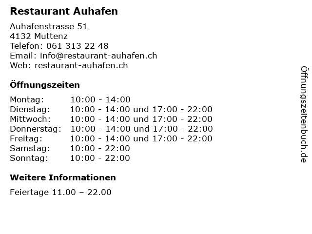 Restaurant Auhafen in Muttenz: Adresse und Öffnungszeiten