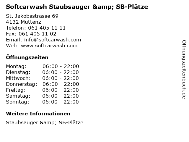 Softcarwash Staubsauger & SB-Plätze in Muttenz: Adresse und Öffnungszeiten