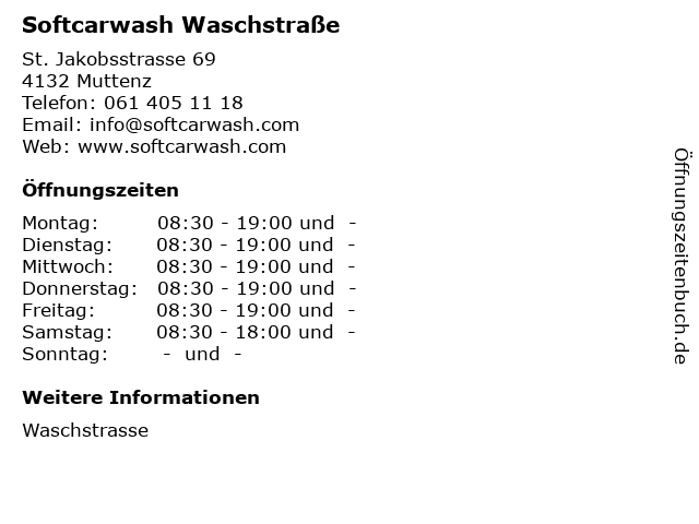 Softcarwash Waschstraße in Muttenz: Adresse und Öffnungszeiten