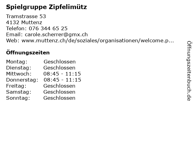 Spielgruppe Zipfelimütz in Muttenz: Adresse und Öffnungszeiten