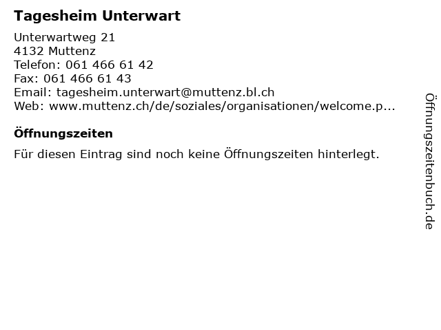 Tagesheim Unterwart in Muttenz: Adresse und Öffnungszeiten