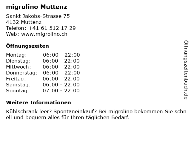 migrolino Muttenz in Muttenz: Adresse und Öffnungszeiten