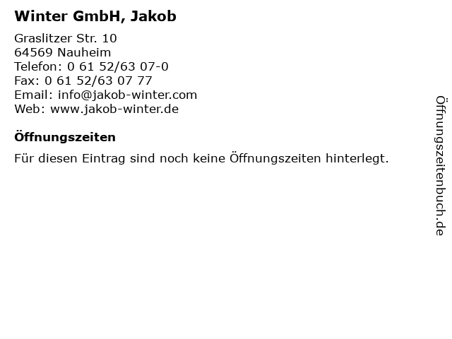 Winter GmbH, Jakob in Nauheim: Adresse und Öffnungszeiten