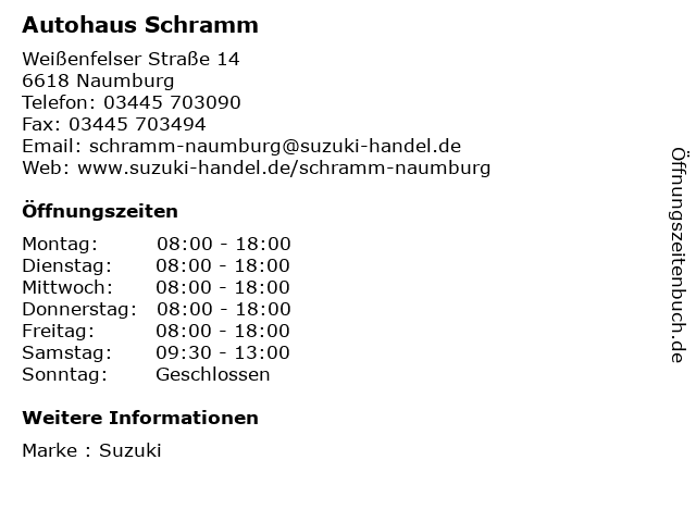 Autohaus Schramm in Naumburg: Adresse und Öffnungszeiten