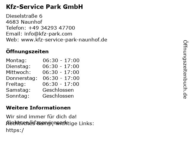 Kfz-Service Park GmbH in Naunhof: Adresse und Öffnungszeiten