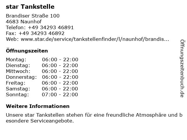 star Tankstelle in Naunhof: Adresse und Öffnungszeiten