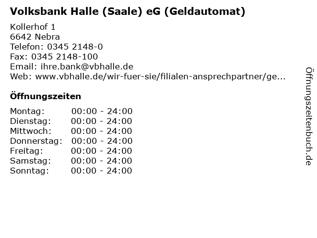 Volksbank Halle (Saale) eG (Geldautomat) in Nebra: Adresse und Öffnungszeiten
