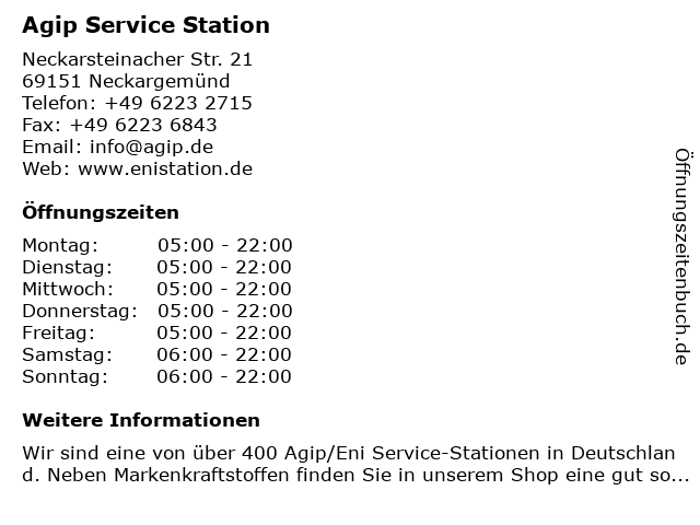 Agip Service Station in Neckargemünd: Adresse und Öffnungszeiten