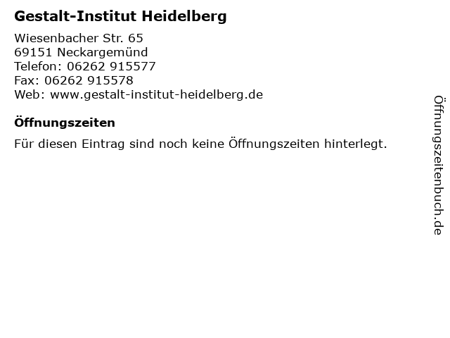 Gestalt-Institut Heidelberg in Neckargemünd: Adresse und Öffnungszeiten