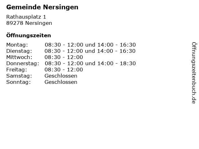 Gemeinde Nersingen in Nersingen: Adresse und Öffnungszeiten