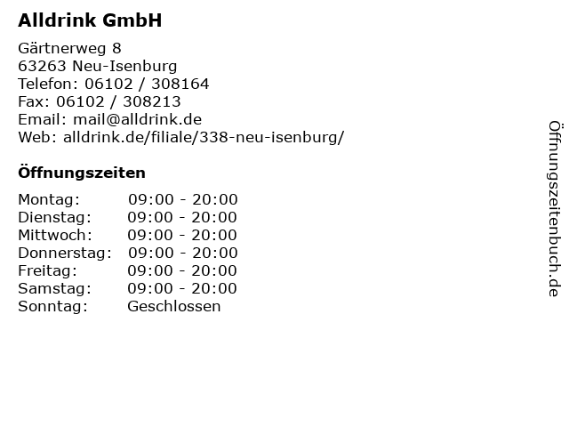 Alldrink GmbH in Neu-Isenburg: Adresse und Öffnungszeiten