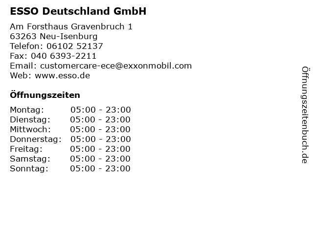 ESSO Deutschland GmbH in Neu-Isenburg: Adresse und Öffnungszeiten