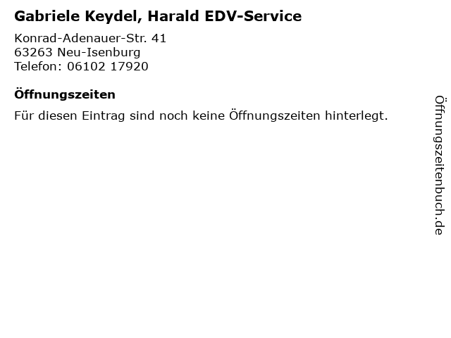 Gabriele Keydel, Harald EDV-Service in Neu-Isenburg: Adresse und Öffnungszeiten