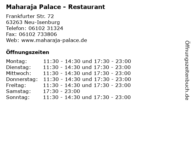 Maharaja Palace - Restaurant in Neu-Isenburg: Adresse und Öffnungszeiten