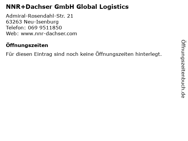 NNR+Dachser GmbH Global Logistics in Neu-Isenburg: Adresse und Öffnungszeiten