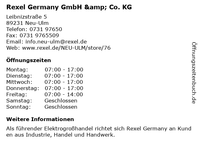 Rexel Germany GmbH & Co. KG in Neu-Ulm: Adresse und Öffnungszeiten