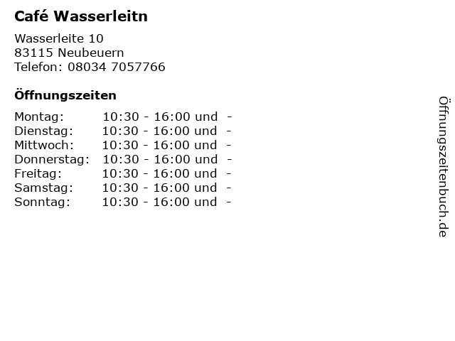 Café Wasserleitn in Neubeuern: Adresse und Öffnungszeiten